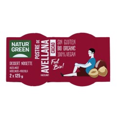 NATURGREEN POSTRE AVELLANAS CACAO BIO. 2x125GR.