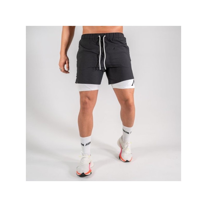 AGONGYM PANTALÓN CORTO PERFORMANCE SHORT NEGRO BLANCO