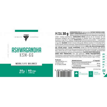 TREC ASHWAGANDHA KSM-66 60CAP