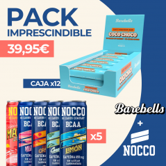 PACK BAREBELLS: 5x BEBIDA NOCCO + CAJA BARRITA BAREBELLS X12*55G