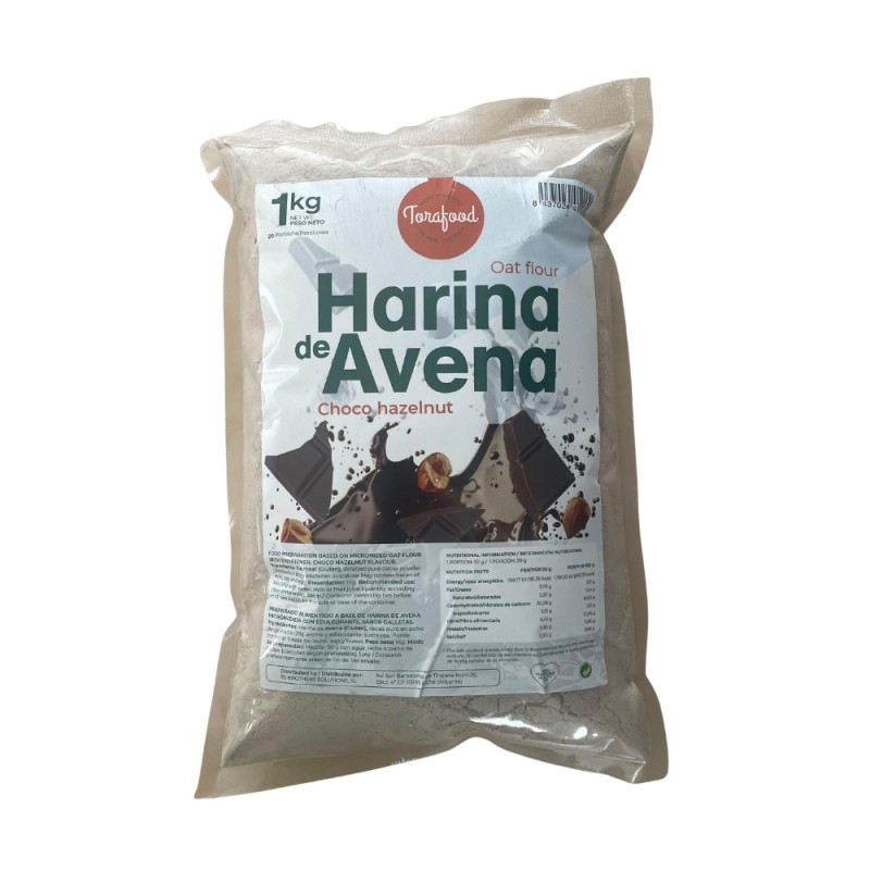 HARINA DE AVENA SABOR CHOCOLATE AVELLANA DE 1KG TORAFOOD