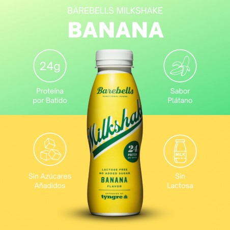 BAREBELLS BEBIDA MILKSHAKE PROTEIN 330ML BANANA