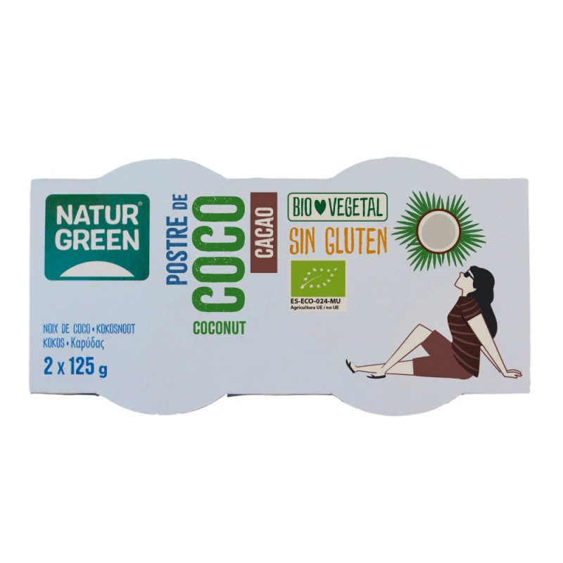 NATURGREEN POSTRE COCO CACAO BIO. 2X125GR.