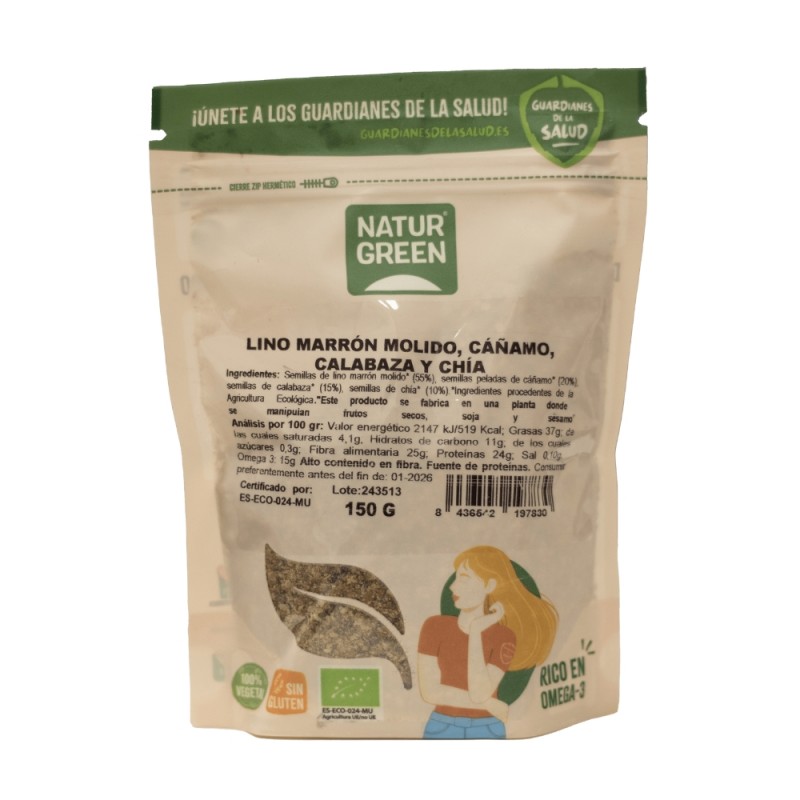 SEMILLA LINO CAÑAMO CALABAZA CHIA 150GR NATURGREEN