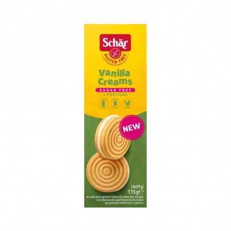 GALLETA VAINILLA CREAMS SUGAR FREE SIN GLUTEN 115G SCHAR
