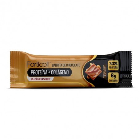 BARRITA DE PROTEINA + COLAGENO CARAMELO CHOCOLATE 50G FORTICOLL