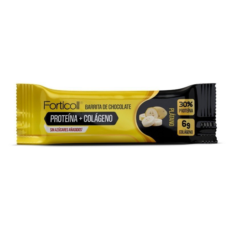BARRITA DE PROTEINA + COLAGENO PLATANO CHOCOLATE 50G FORTICOLL BARRITA DE PROTEINA + COLAGENO PLATANO CHOCOLATE 50G FORTICOLL