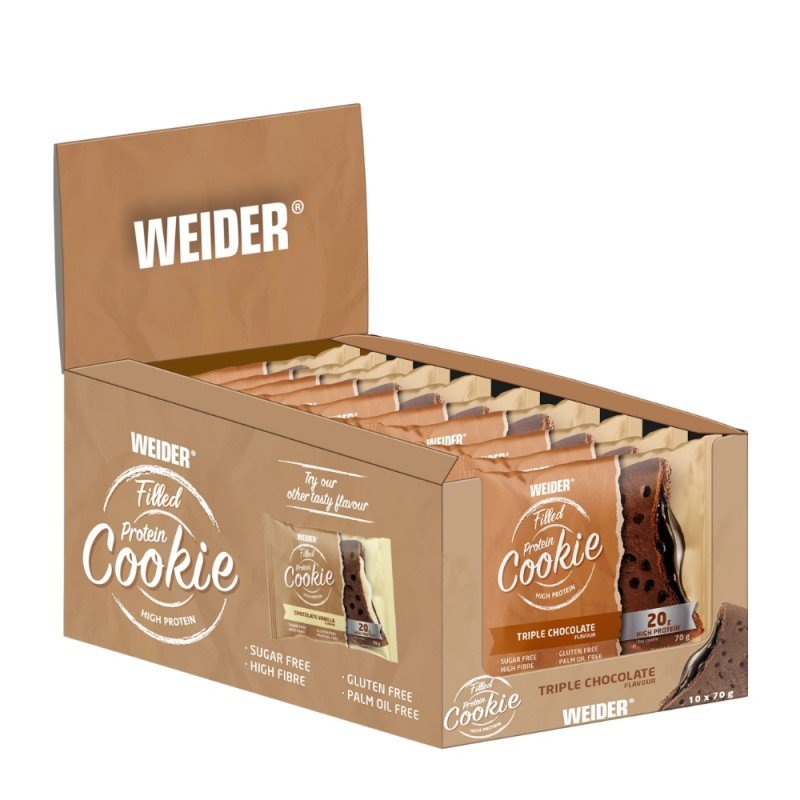 PROTEIN COOKIES RELLENAS VEGANAS TRIPLE CHOCOLATE 10x70G WEIDER PROTEIN COOKIES RELLENAS VEGANAS TRIPLE CHOCOLATE 10x70G WEIDER