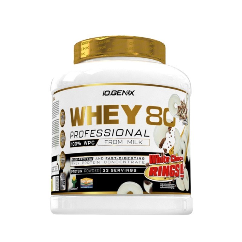 PROTEINA WHEY 80 PROFESSIONAL WHITE CHOCO RINGS 1KG IOGENIX