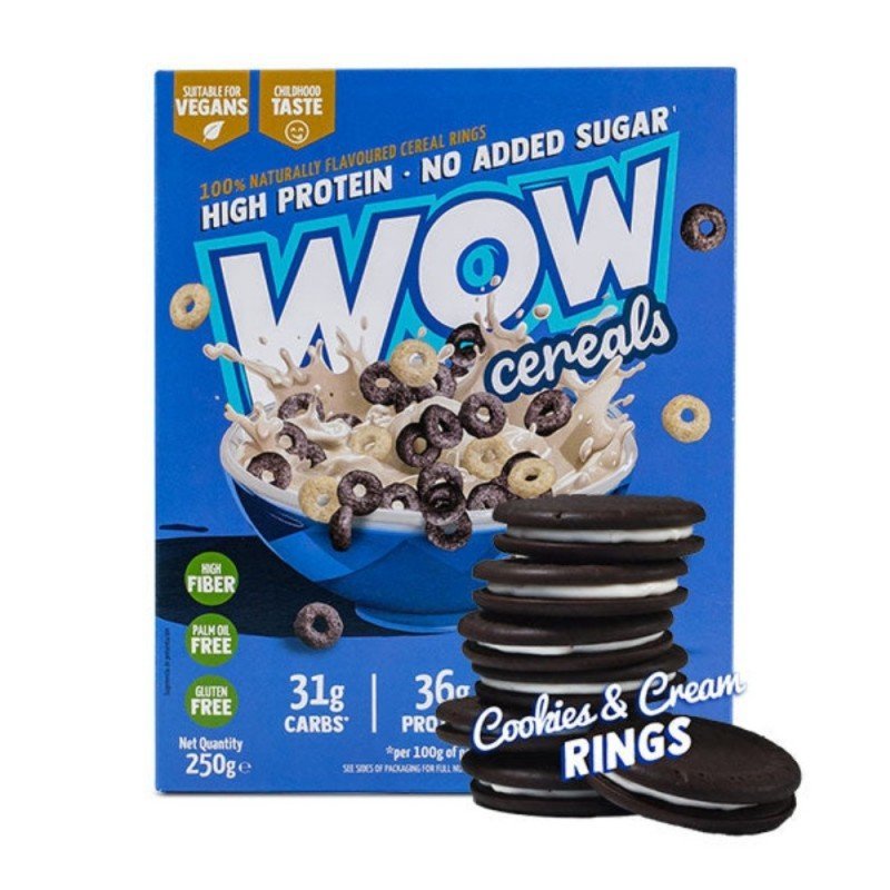 CEREALES PROTEICOS COOKIES AND CREAM RINGS 250G WOW CEREALS