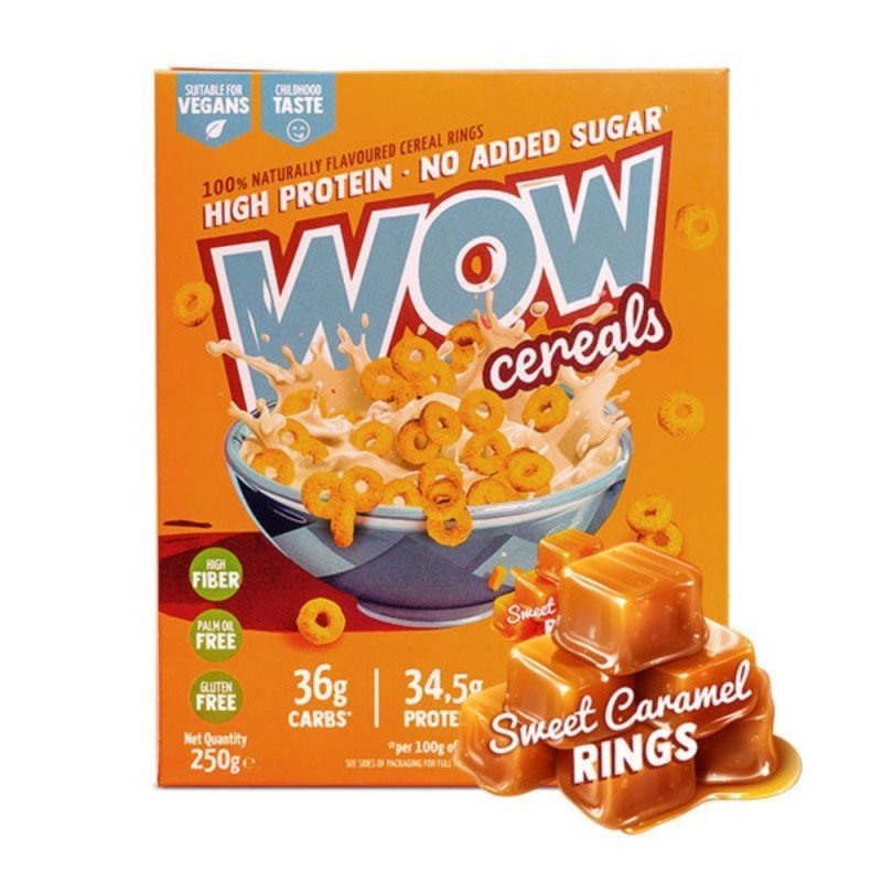 CEREALES PROTEICOS SWEET CARAMEL RINGS 250G WOW CEREALS