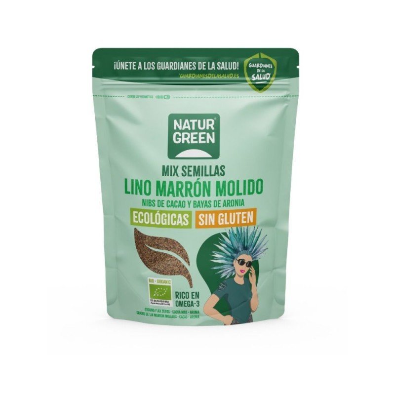 LINO MOLIDO NIBS CACAO ARONIA 150GR NATURGREEN