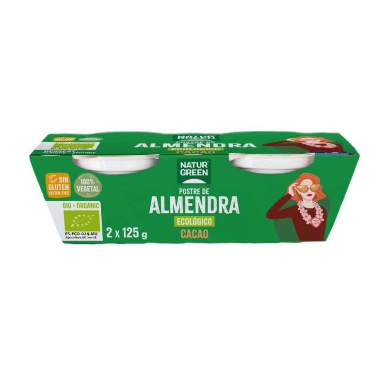 POSTRE ALMENDRA CACAO BIO. 2x125GR. NATURGREEN