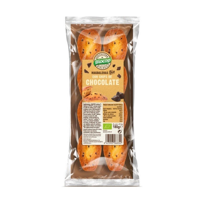 MAGDALENAS CHIPS CHOCOLATE 180G BIOCOP