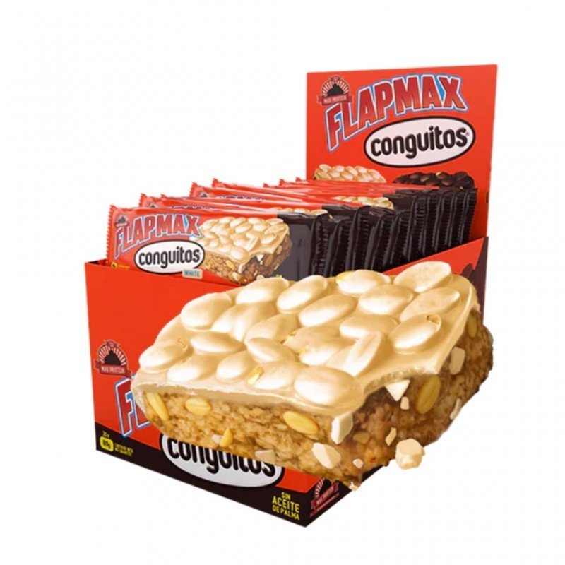 CAJA DE BARRITAS FLAPMAX 20*80G CONGUITOS WHITE MAX PROTEIN
