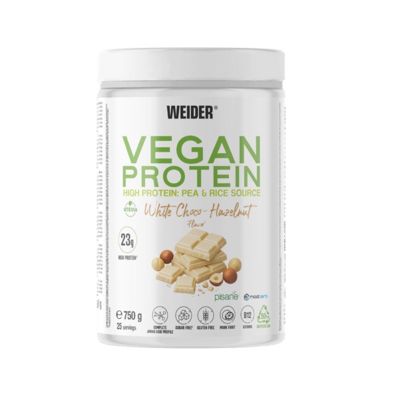 PROTEINA VEGANA CHOCO BLANCO AVELLANAS 750G WEIDER PROTEINA VEGANA CHOCO BLANCO AVELLANAS 750G WEIDER