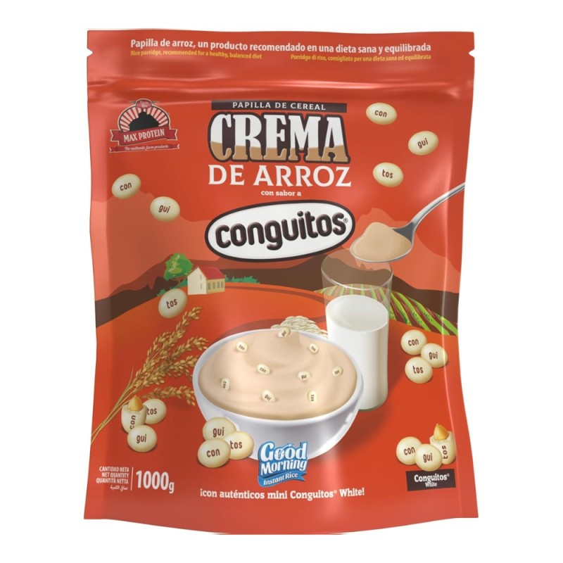 CREMA ARROZ GOOD MORNING CONGUITOS WHITE 1KG MAX PROTEIN CREMA ARROZ GOOD MORNING CONGUITOS WHITE 1KG MAX PROTEIN