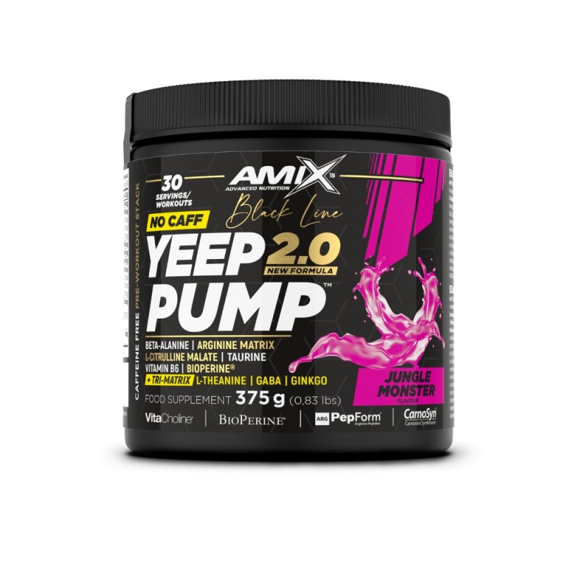 BLACK YEEP PUMP 2.0 NO CAFF 375G JUNGLE MONSTER AMIX BLACK YEEP PUMP 2.0 NO CAFF 375G JUNGLE MONSTER AMIX
