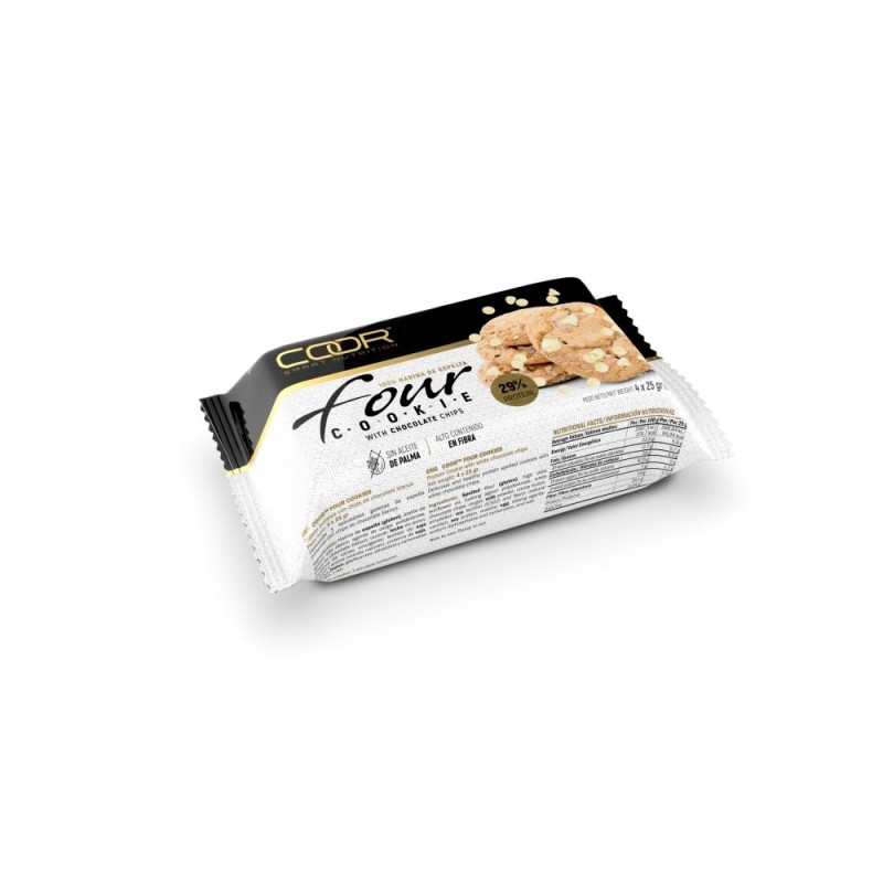 COOR FOUR COOKIE 12*100GR CHIPS CHOCO BLANCO