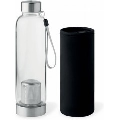 COOR BOTELLA DE VIDRIO 500ML INFUSOR FUNDA NEGRA