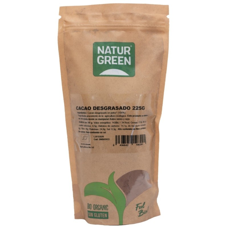 CACAO DESGRASADO BIO 225G NATURGREEN CACAO DESGRASADO BIO 225G NATURGREEN