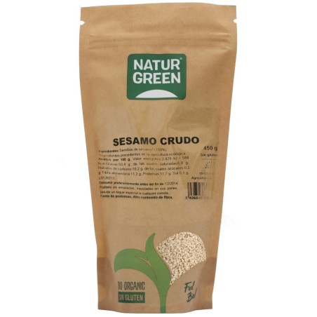 NATURGREEN SEMILLAS SESAMO CRUDO BIO. 450GR.