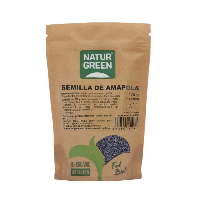SEMILLA AMAPOLA BIO. 175GR. NATURGREEN SEMILLA AMAPOLA BIO. 175GR. NATURGREEN