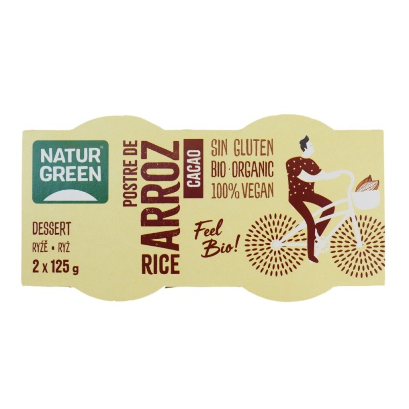 NATURGREEN POSTRE ARROZ CACAO BIO. 2x125GR.