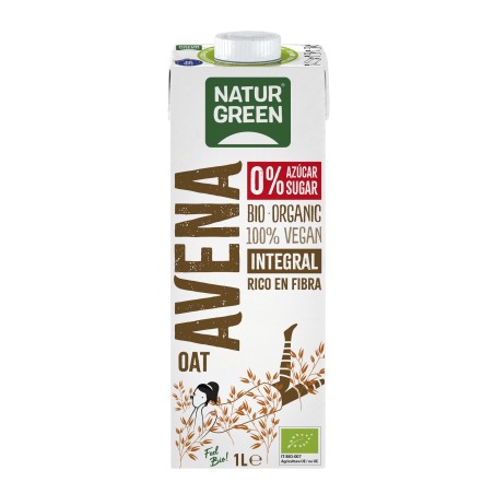 NATURGREEN BEBIDA AVENA INTEGRAL 0 AZUCARES 1L