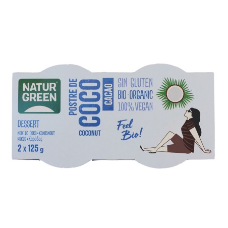 NATURGREEN POSTRE COCO CACAO BIO. 2X125GR.