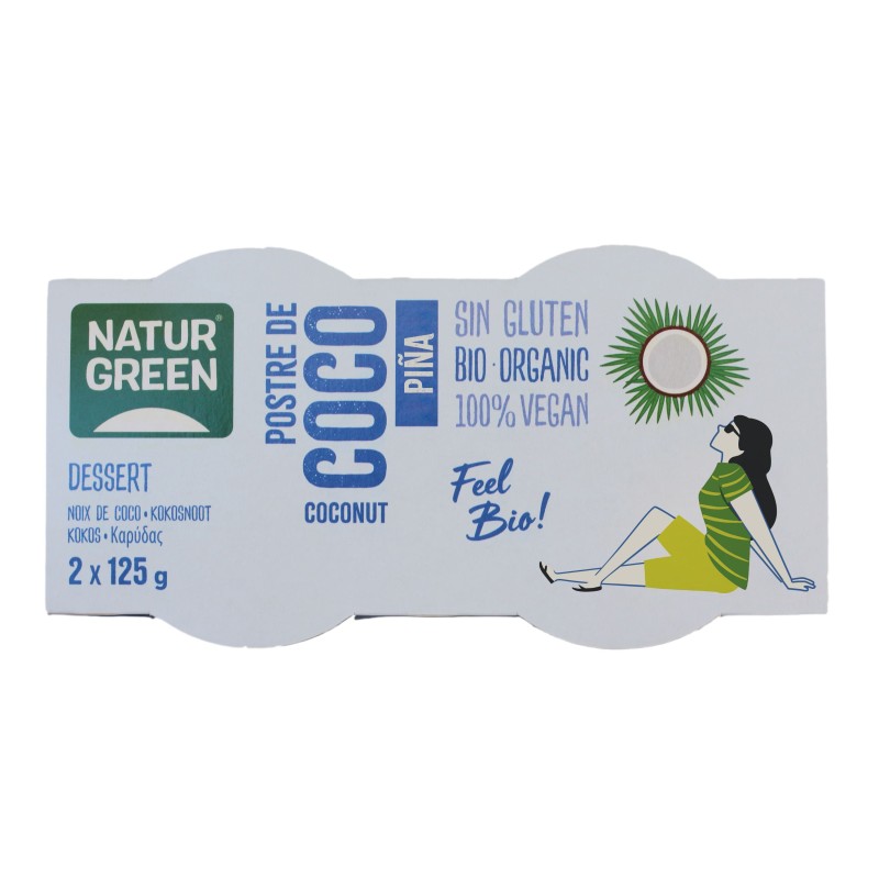 NATURGREEN POSTRE COCO PIÑA BIO. 2X125GR.