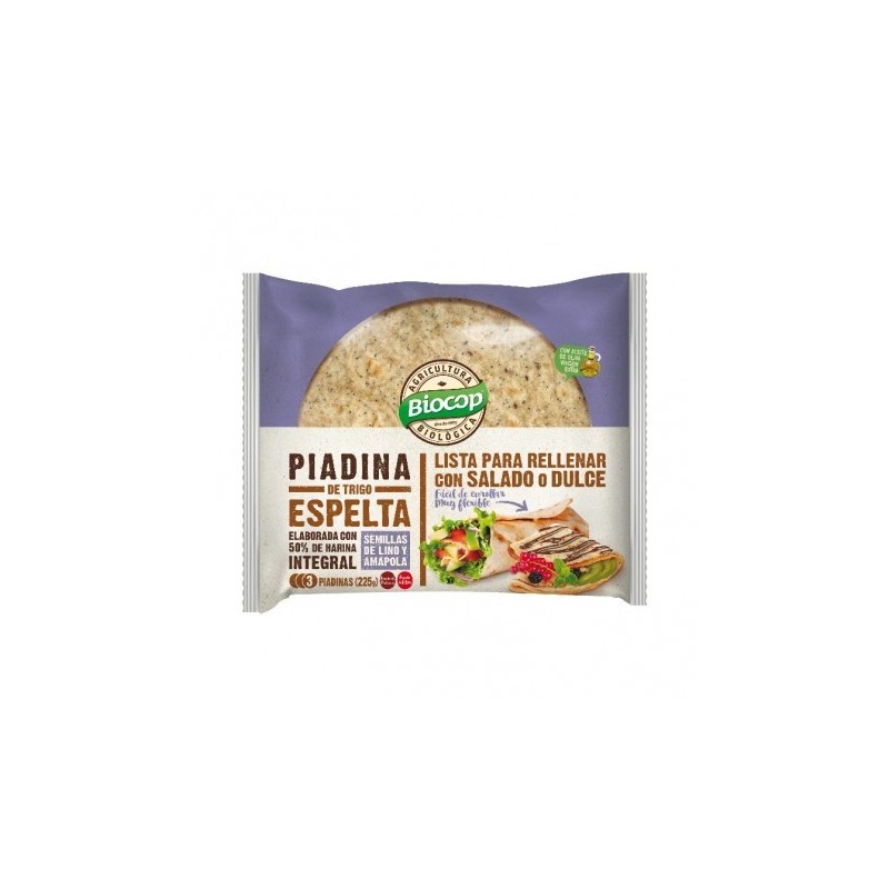 BIOCOP PIADINA ESPELTA 50% INT.LINO AMAPOLA 225g