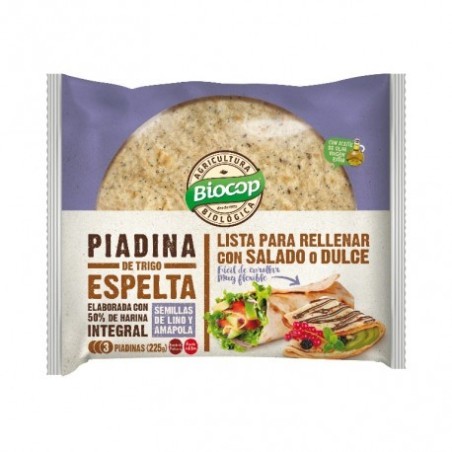 PIADINA ESPELTA 50% INT.LINO AMAPOLA 225G BIOCOP